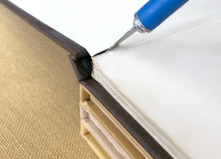 Cutting the back endpaper