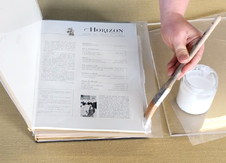 Painting the first book with glue