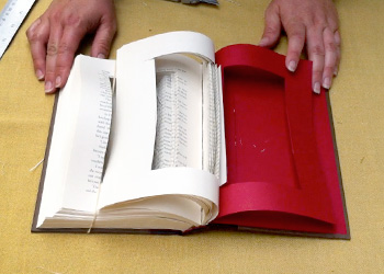 Cutting through to the back of the book