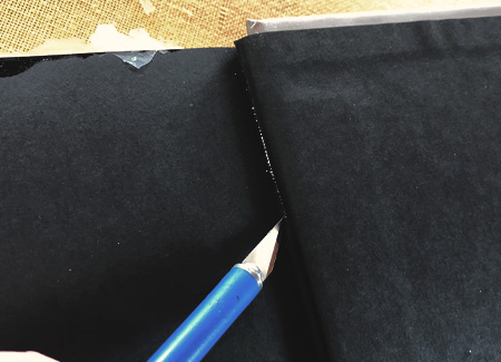 Cutting the back endpaper