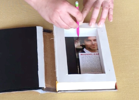 Tracing the cavity on the back flap