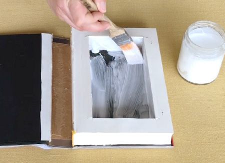 Painting glue on the inside of the cavity