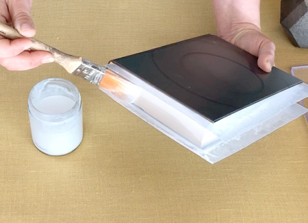Painting glue on the sides